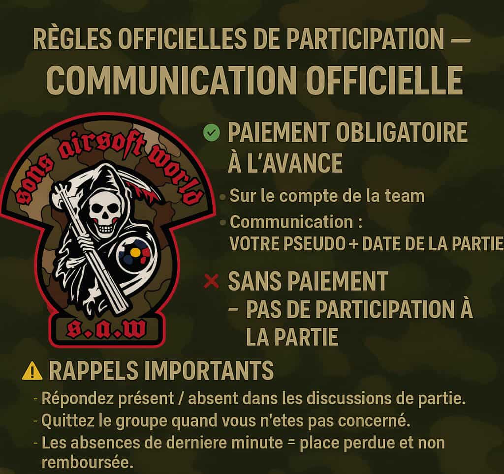 Règles officielles de participation et communication officielle S.A.W.